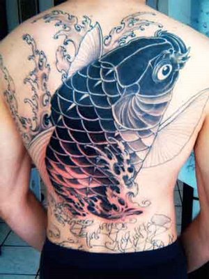 Full Back Koi Fish Tattoo Design